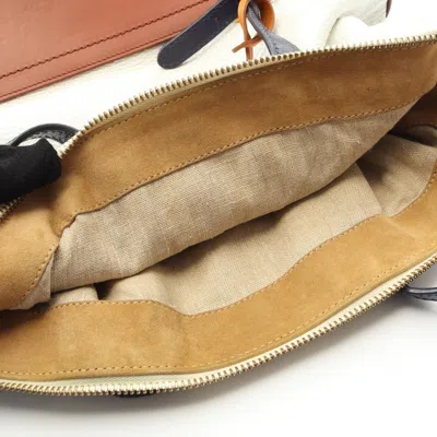 Pre-owned Fendi Brown Navy White Leather Shoulder Bag ()