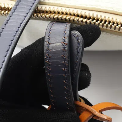 Pre-owned Fendi Brown Navy White Leather Shoulder Bag ()