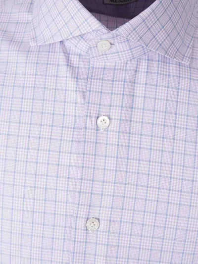 Atelier Munro Buttoned Check Dress Shirt In Purple