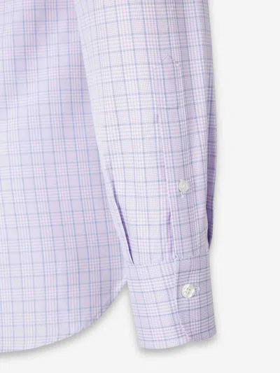 Atelier Munro Buttoned Check Dress Shirt In Purple