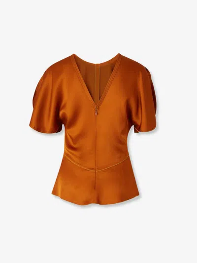 Victoria Beckham Draped Satin Blouse In Orange