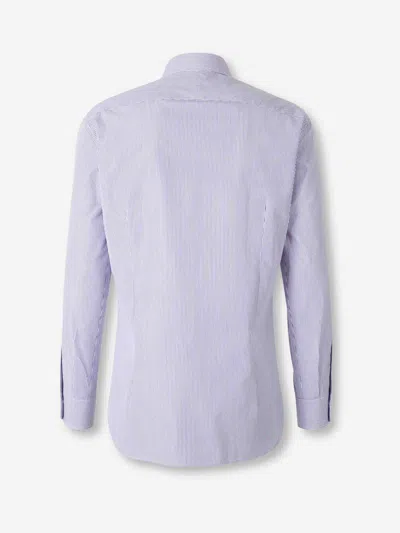 Atelier Munro Striped Button Dress Shirt In Purple