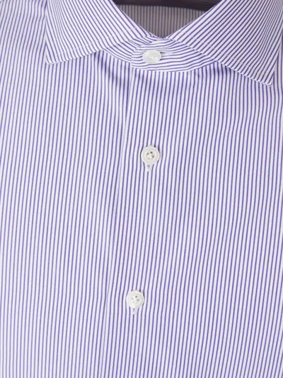 Atelier Munro Striped Button Dress Shirt In Purple