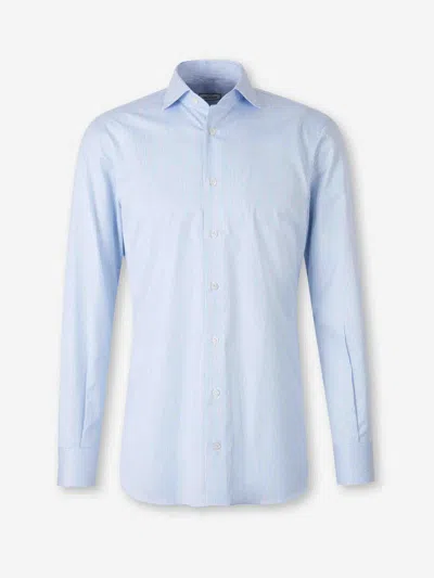 Atelier Munro Buttoned Ribbed Dress Shirt In Blue