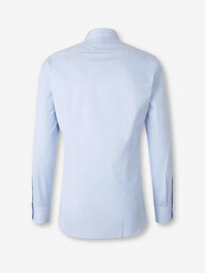 Atelier Munro Buttoned Ribbed Dress Shirt In Blue