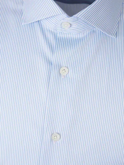 Atelier Munro Buttoned Ribbed Dress Shirt In Blue