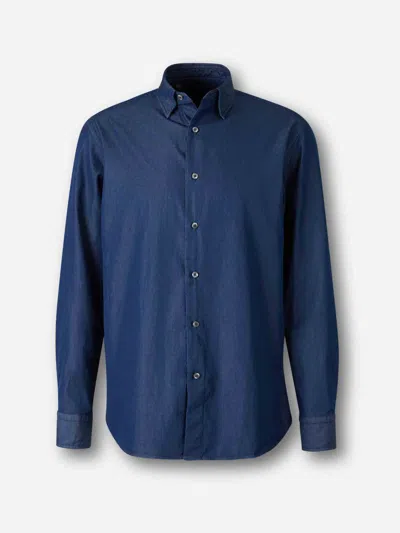 Brioni Classic Collar Buttoned Dress Shirt In Blue
