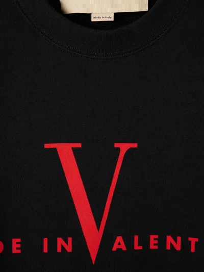 Valentino Crew Neck Sweatshirt Made In Italy In Black