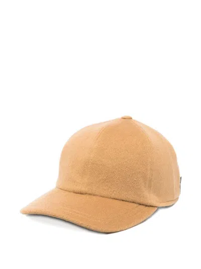Borsalino Cashmere Baseball Cap Curved Brim In Brown