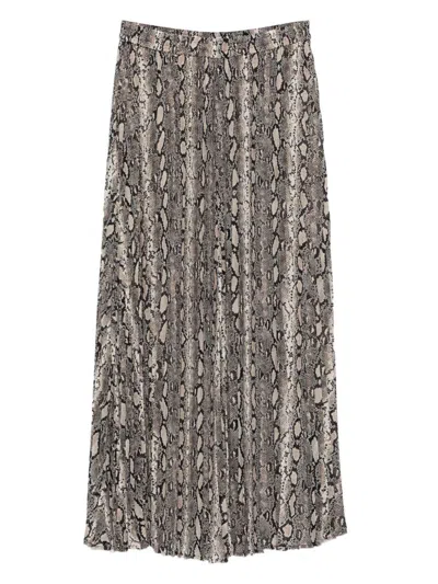 Michael Kors Flowing Mid-length Snakeskin Pattern Skirt In Gray