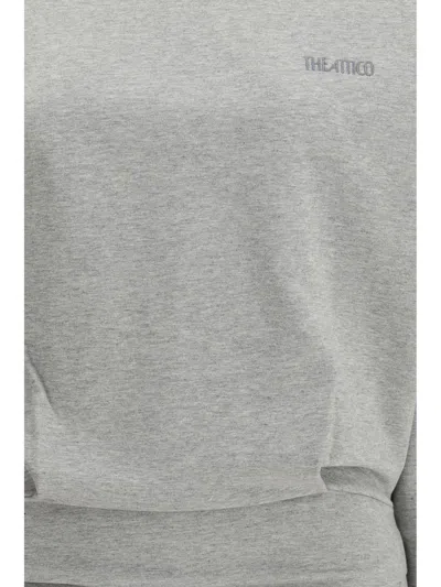 Attico Long-sleeve Ruched Mini Dress In Gray