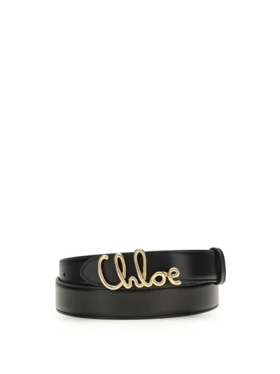 Chloé Iconic Embellished Leather Belt In Black