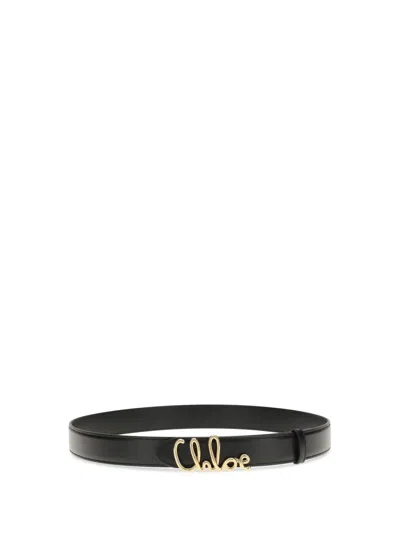 Chloé Iconic Embellished Leather Belt In Black