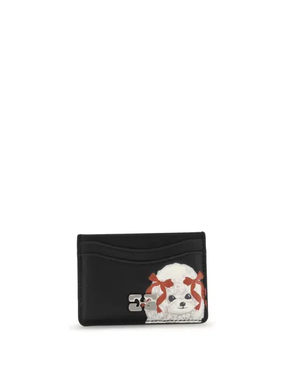 Ganni Women Bou Cards Holder With Poodle In Black