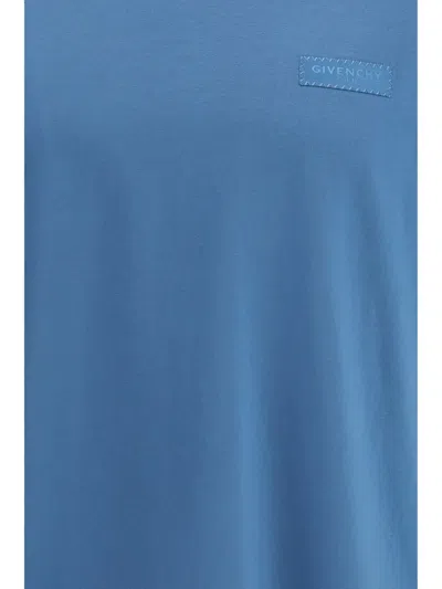 Givenchy Men Cotton T-shirt With Logo Patch In Blue