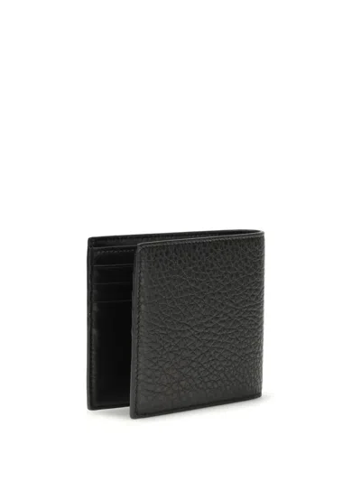 Givenchy Black Bi-fold Wallet With Logo Lettering On The Front In Grained Leather Man In Black