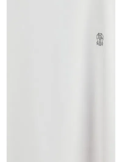 Brunello Cucinelli Men Cotton Jersey Crew-neck T-shirt With Logo And Faux-layering In White