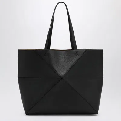 Loewe Large Puzzle Fold Tote Bag In Grenade In Black