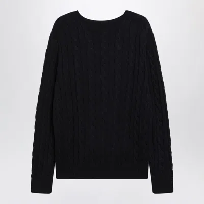 Polo Ralph Lauren Navy Blue Cable-knit Cotton Sweater In Black