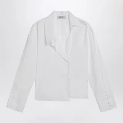 Attico Asymmetric Cotton Shirt Cuffed Sleeves In White