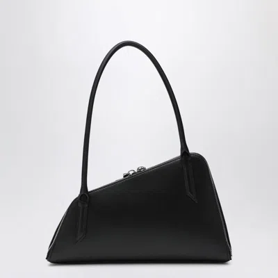 Attico Double Zipper Shoulder Bag In Black