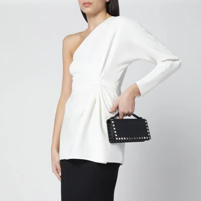 Valentino Garavani Rockstud Grainy Leather Wallet With Detachable Chain Accessories In Black