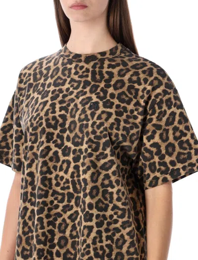 Anine Bing Mini Dress With Animal Print And Short Sleeves In Brown