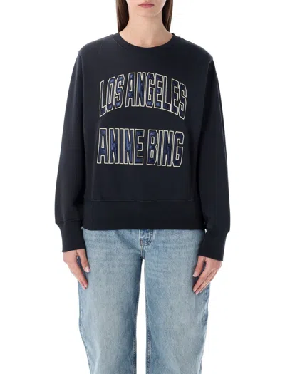Anine Bing Harry Shrunken Black Sweatshirt In Blue
