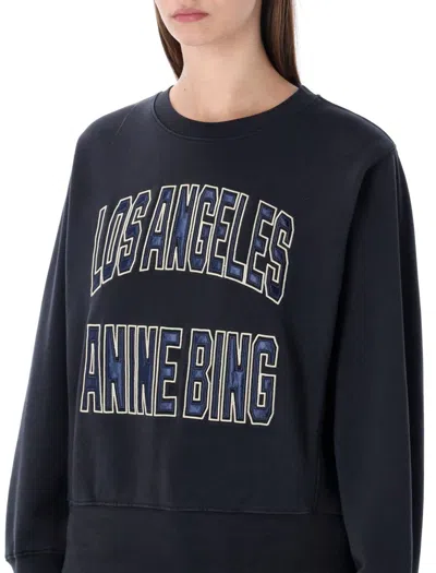 Anine Bing Harry Shrunken Black Sweatshirt In Blue