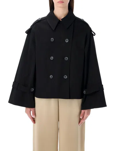 By Malene Birger Cropped Double Breasted Trench Jacket In Black