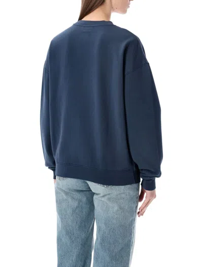 Anine Bing Trenton Fleece Crew Neck Sweatshirt In Blue