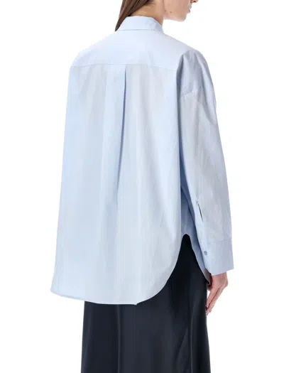 By Malene Birger Derris Shirt With Chest Pocket And Long Sleeves In Periwinkle Blue