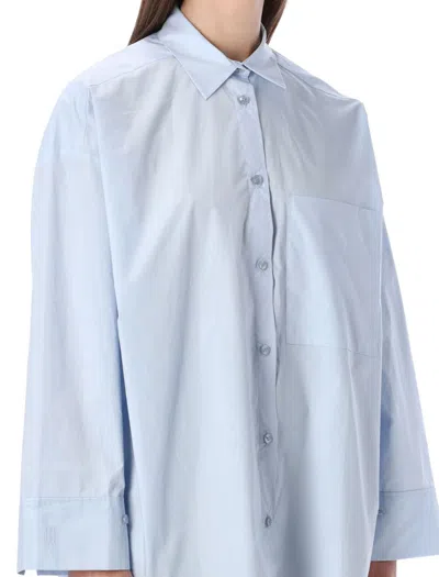 By Malene Birger Derris Shirt With Chest Pocket And Long Sleeves In Periwinkle Blue