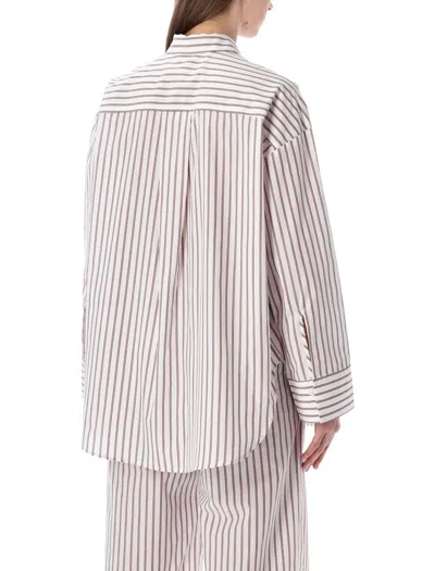 By Malene Birger Oversized Striped Derris Shirt In Gray