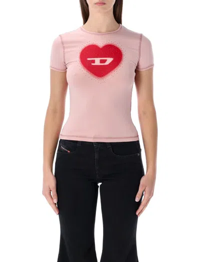 Diesel T-uncuties Heart Logo T-shirt In Pink