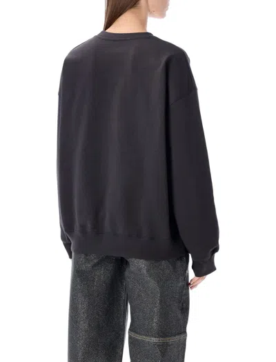 Ganni Bear Graphic Sweatshirt With Rhinestones In Black