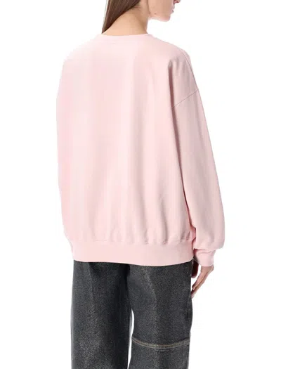 Ganni Multicolor Cotton Sweatshirt In Pink