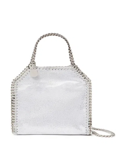 Stella Mccartney Mini Falabella Metallic Faux Leather Tote In White