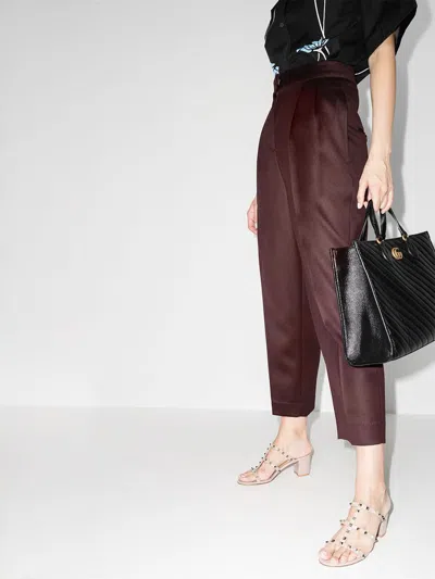 Valentino Rockstud Caged Metallic Leather Slide Sandals In White