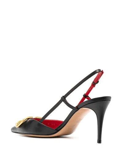 Valentino Garavani Vlogo Signature Leather Slingback Pumps In Black