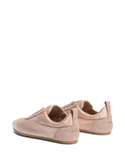 Jil Sander Satin And Suede Low Profile Sneakers In Pink