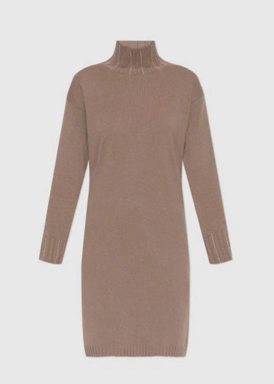 Fabiana Filippi Cortex Brown Virgin Wool Knit Midi Dress In Gray
