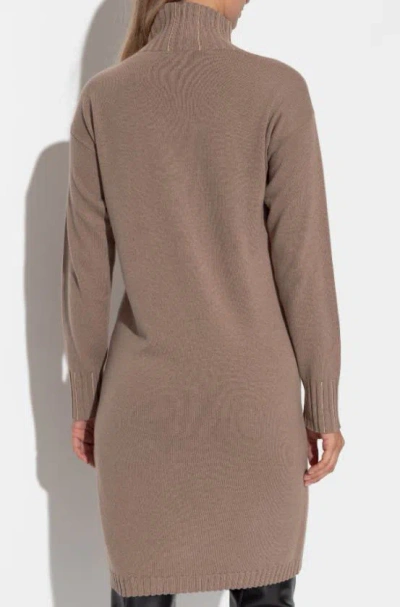 Fabiana Filippi Cortex Brown Virgin Wool Knit Midi Dress In Gray