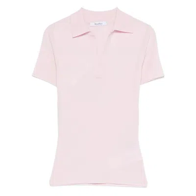 Max Mara Collared Ribbed Top In Pink