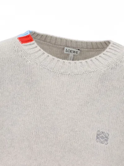 Loewe Anagram Embroidered Knitted Pullover In Gray