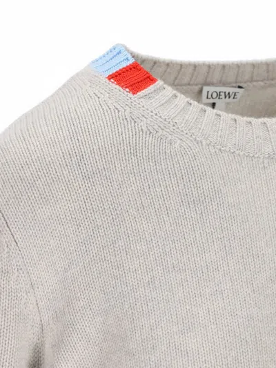 Loewe Anagram Embroidered Knitted Pullover In Gray
