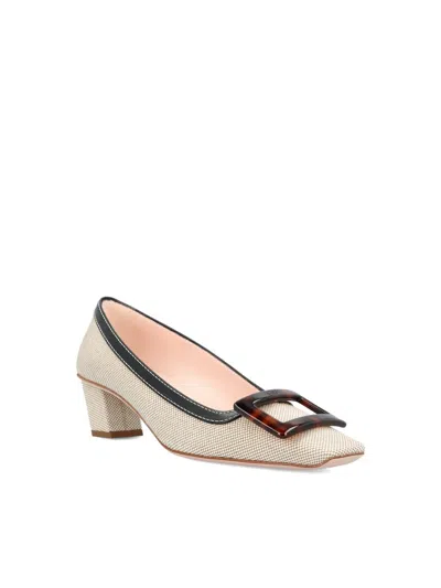 Roger Vivier Belle Vivier 45 Canvas Pumps In Neutral
