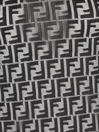 Fendi Women Black Crewneck Sleeveless Top With All-over Ff Motif And Rear Zip Closure In Tech Fabric In Black