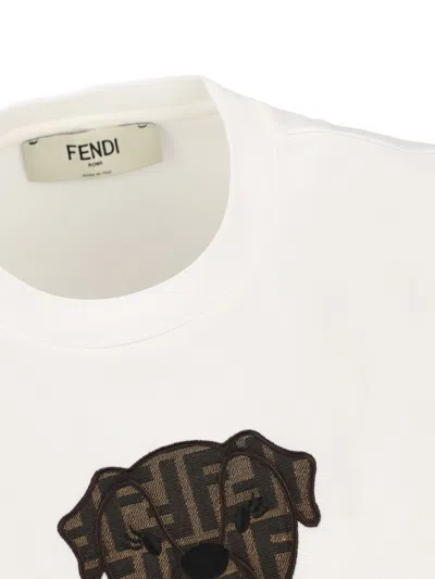 Fendi Itina Patch Crewneck T-shirt In White