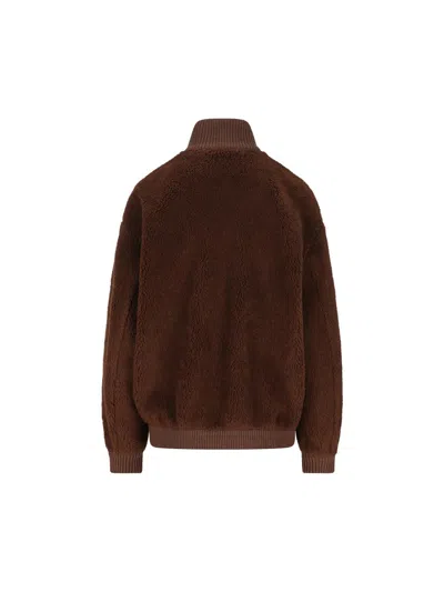 Prada Fleece Jacket In Brown